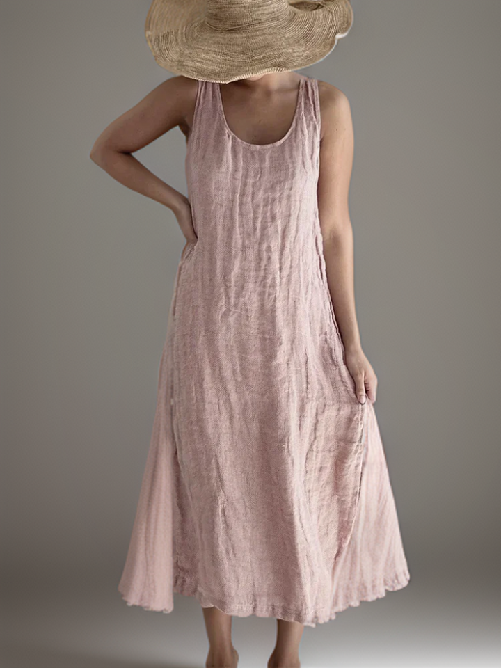 Levoire | Robe Maxi Élégante Sans Manches Rose