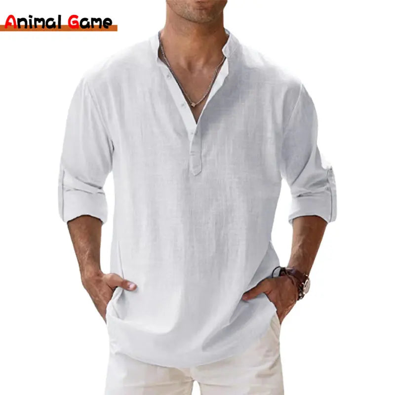 Levoire | Chemise En Lin Pour Hommes Fraîche Et Respirante Blanc