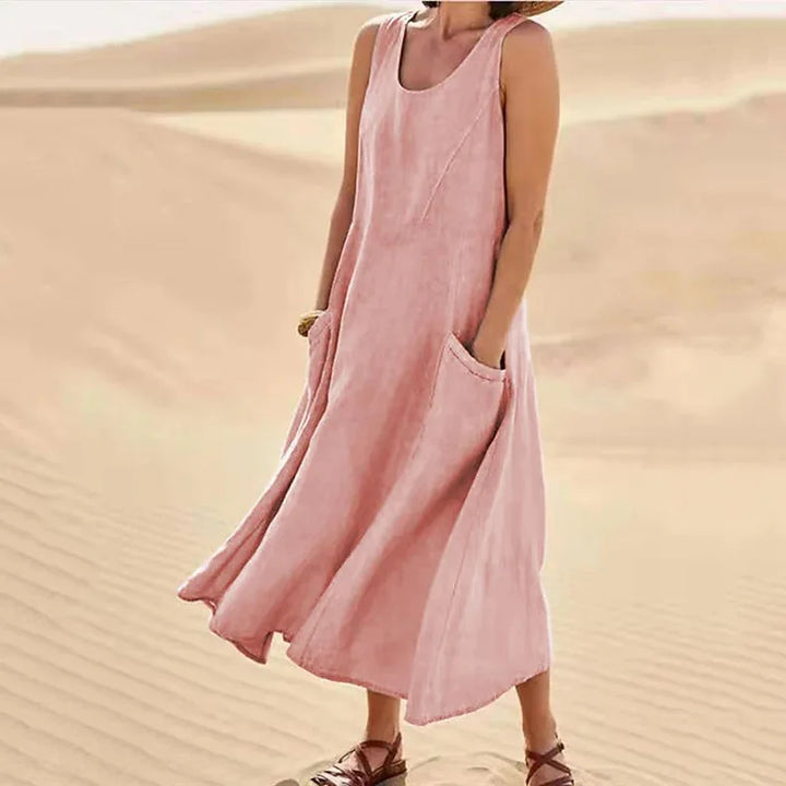 Levoire | Robe Longue En Lin Pour Femmes Rosa