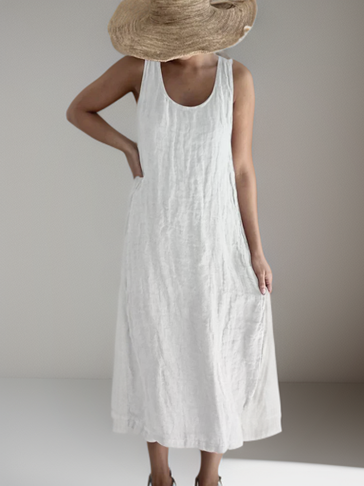 Levoire | Robe Maxi Élégante Sans Manches Blanc