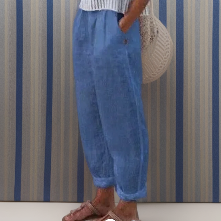 Levoire | Pantalon Flottant En Coton Et Lin Bleu