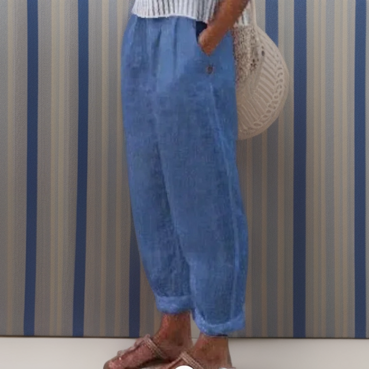 Levoire | Pantalon Flottant En Coton Et Lin Bleu