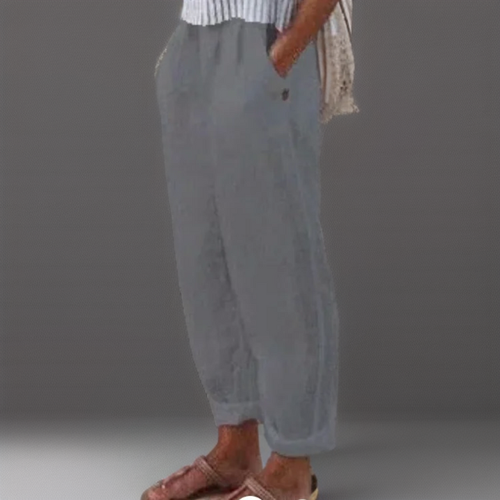 Levoire | Pantalon Flottant En Coton Et Lin Gris