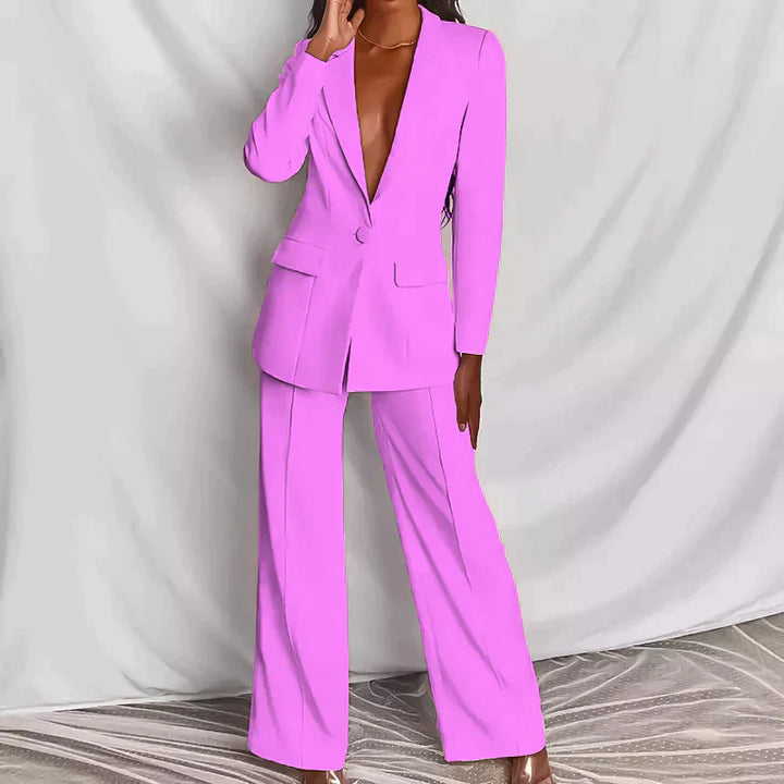 Levoire | Élégant Costume Pour Femmes Avec Blazer Et Pantalons Rosa