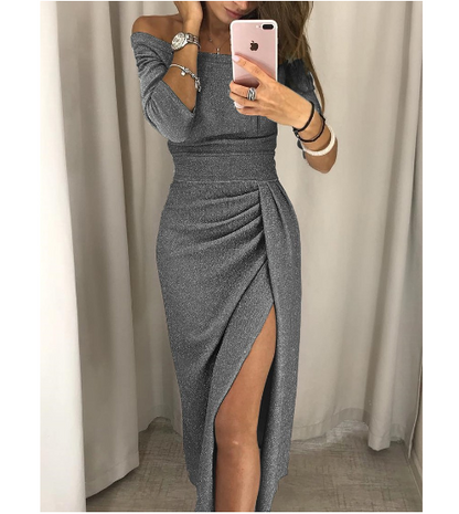 Levoire | Robe Maxie Élégante Avec Fente Gris