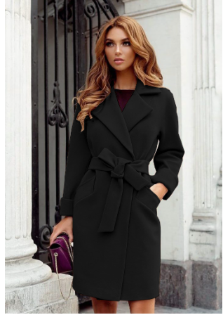 Levoire | Manteau Élégant En Aspect Laine Pour L'Automne Noir