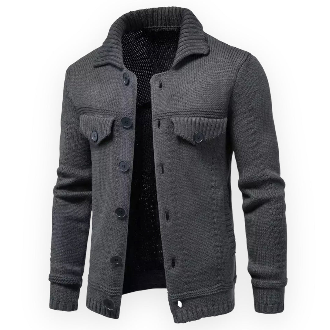 Levoire | Pull Homme Manches Longues avec Protège-Boutons Gris