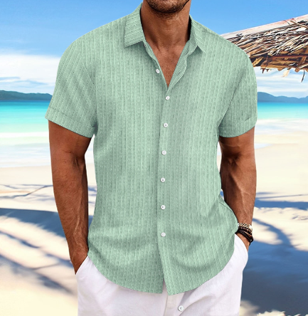 Levoire | Chemise À Manches Courtes Avec Patte De Boutonnage Pour Homme Vert clair