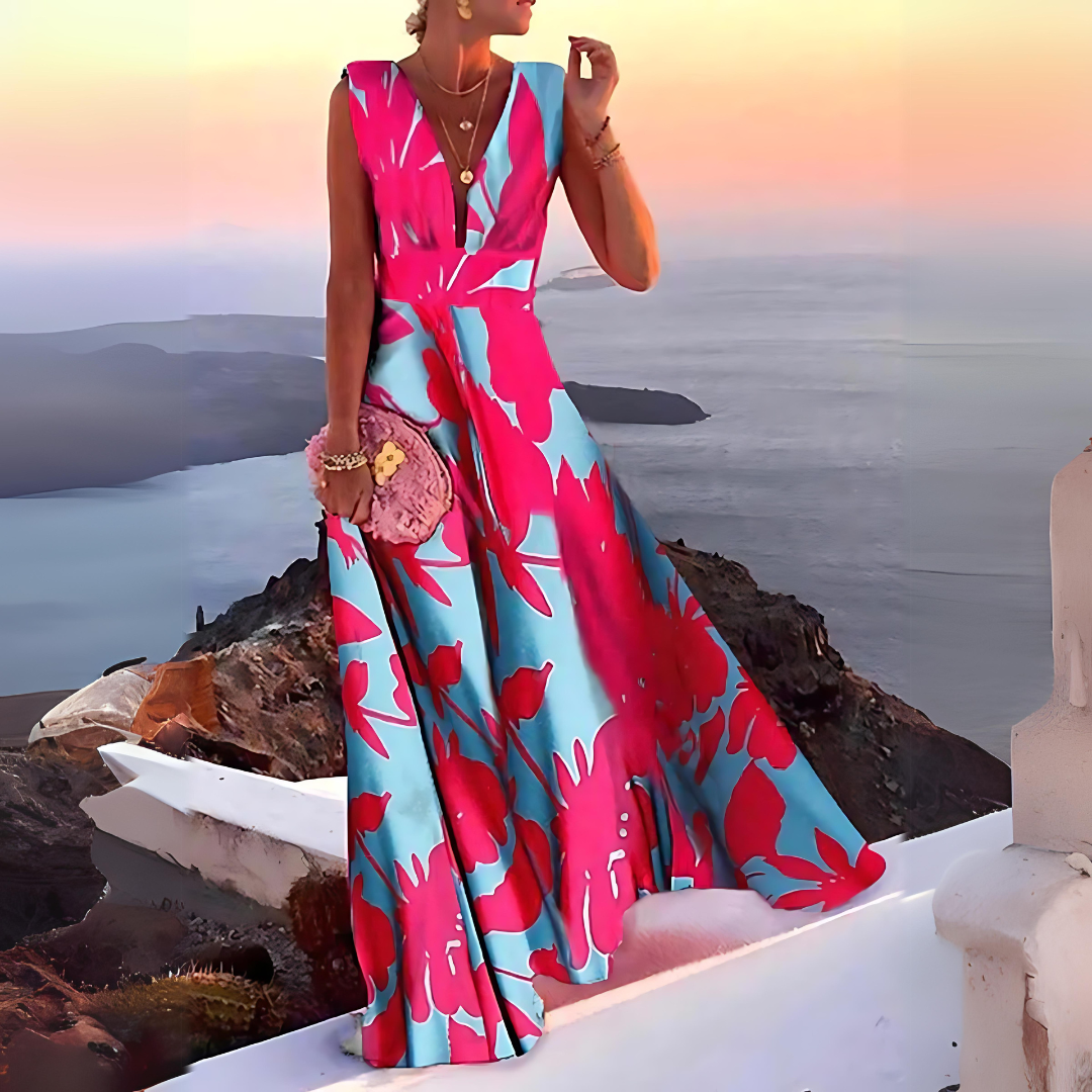 Levoire | Robe Imprimée Sans Bretelles Pour Femmes Kathleen Rosa-Bleu