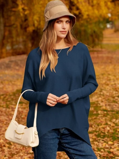 Levoire | Pull en tricot avec des manches dolman surdimensionnées Merensininen