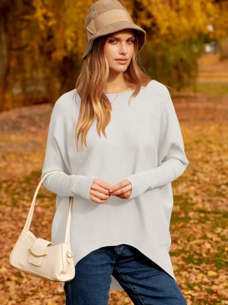 Levoire | Pull en tricot avec des manches dolman surdimensionnées Blanc