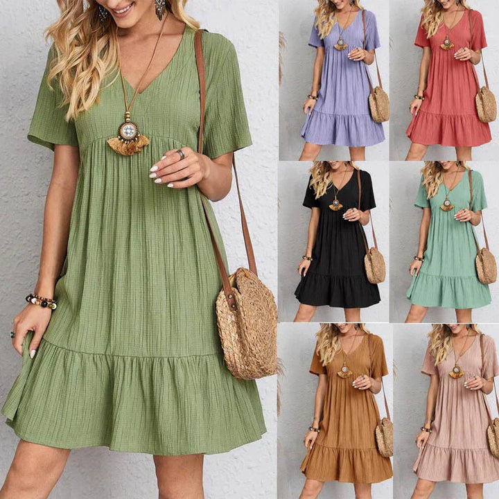 Levoire | V-Décolleté Robe À Manches Courtes Pour Femmes
