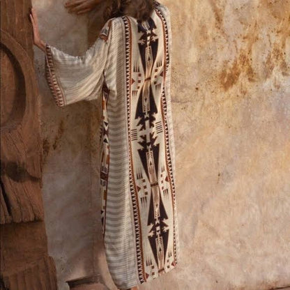 Levoire | Kimono boho imprimé pour la plage Marron Taille unique