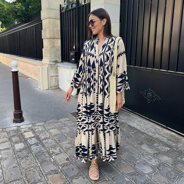 Levoire | Robe Maxi D'Été À Motif Floral Bleu