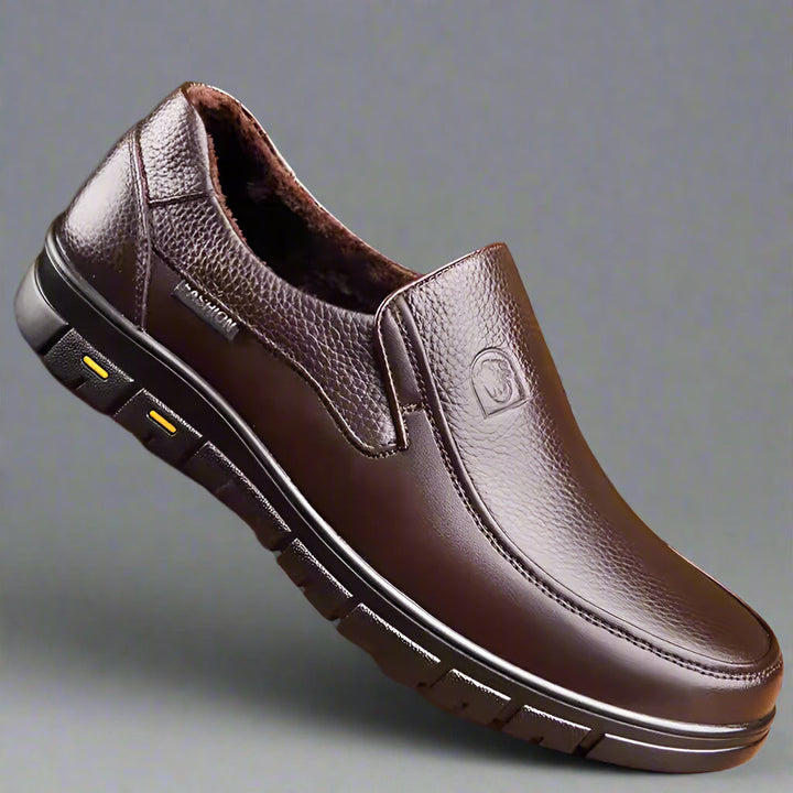 Levoire | Mocassin Homme À Semelle Plate En Cuir Pour Usage Extérieur Fleece marron foncé