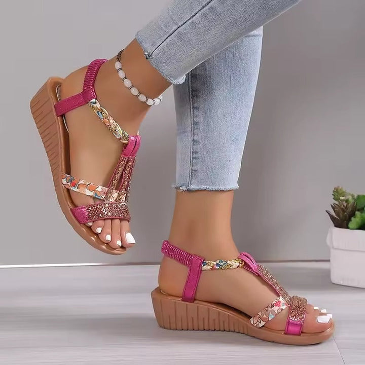 Levoire | Botte Plate Bohémienne Strass Pour Femmes Rosa