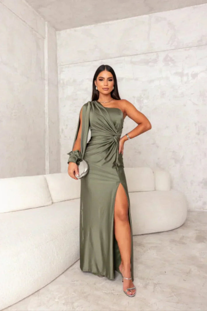 Levoire | Robe En Satin Avec Design Asymétrique À Une Épaule