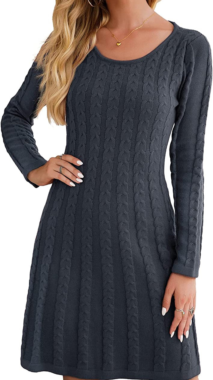 Levoire | Robe Tricot Confortable À Coupe Slim Avec Manches Longues Gris