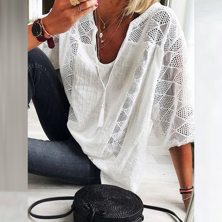 Levoire | Blouse À Détails En Crochet Boho Blanc