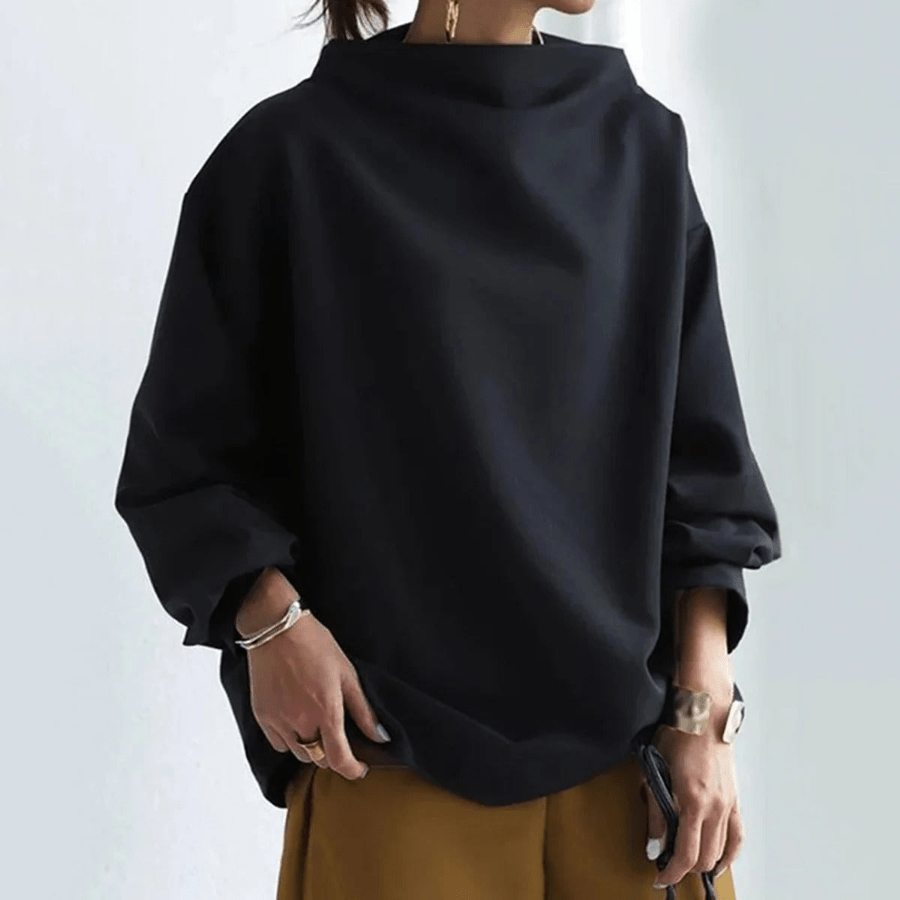 Levoire | Pull Femme Noir Col Roulé Manches Longues Élégant