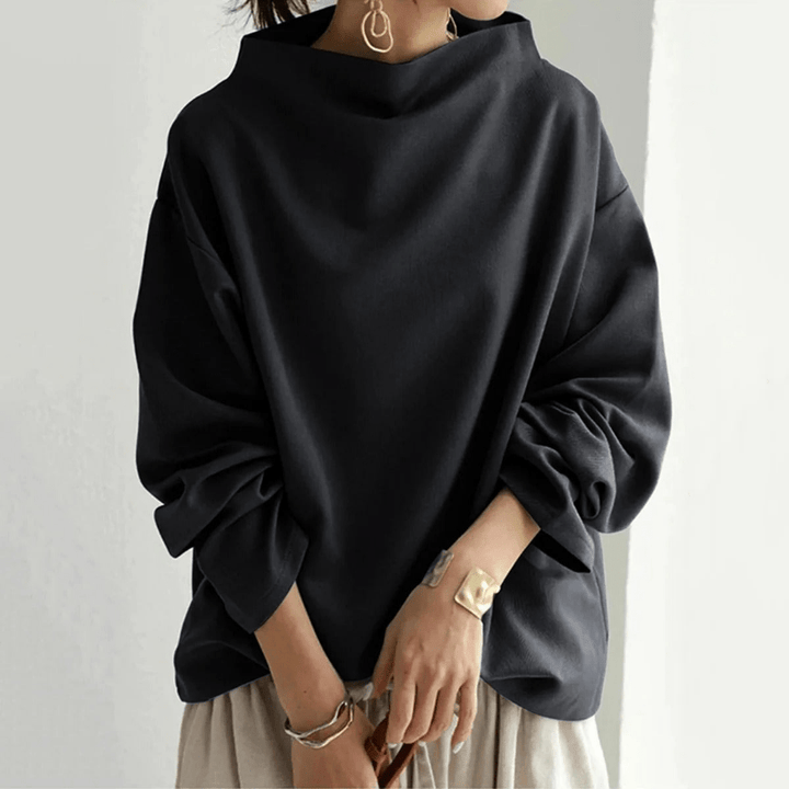 Levoire | Pull Femme Noir Col Roulé Manches Longues Élégant