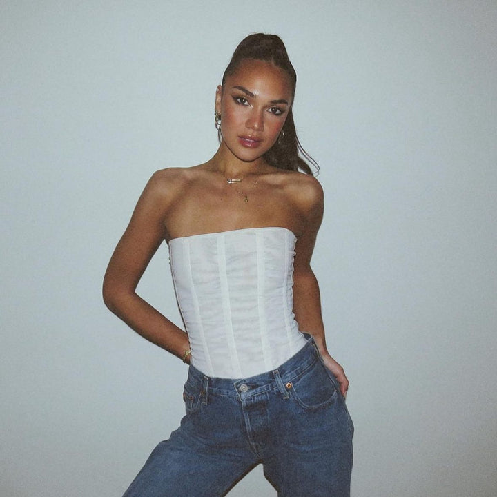 Levoire | Corset En Soie Top Blanc
