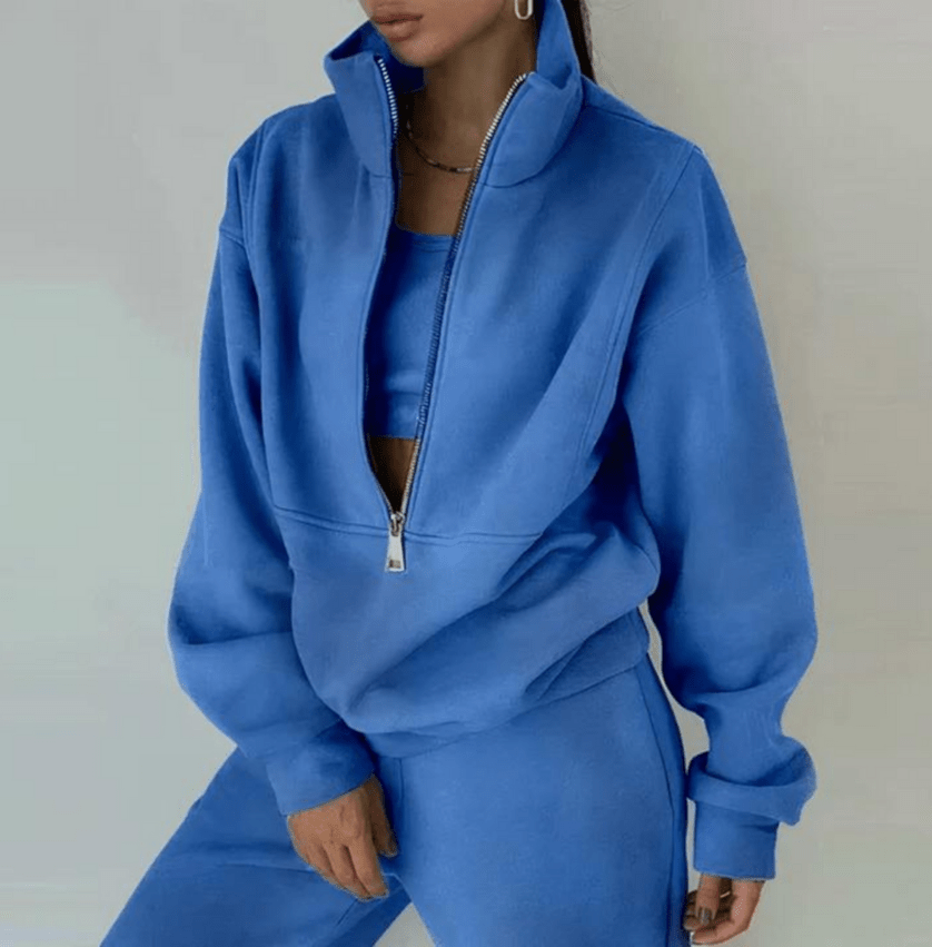 Levoire | Ensemble Pull Pantalon Femme Confortable Tendance Bleu