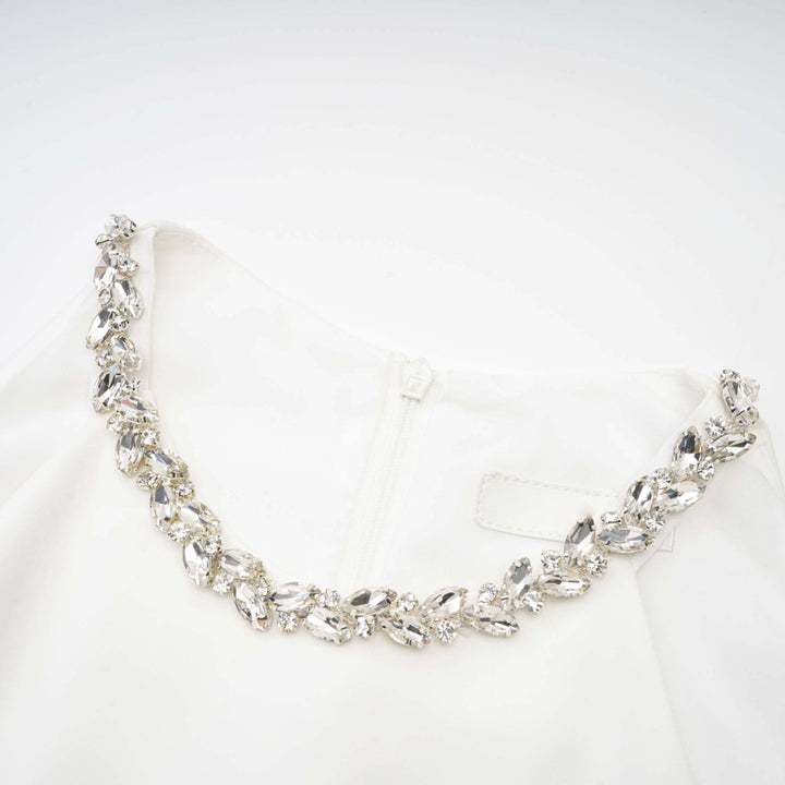 Levoire | Robe Midi Blanche Ornée De Cristaux