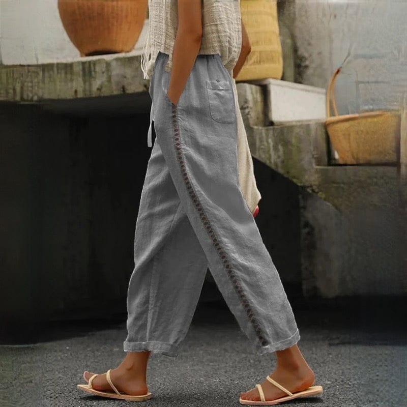 Levoire | Pantalons En Lin Confortables Pour Femmes Gris