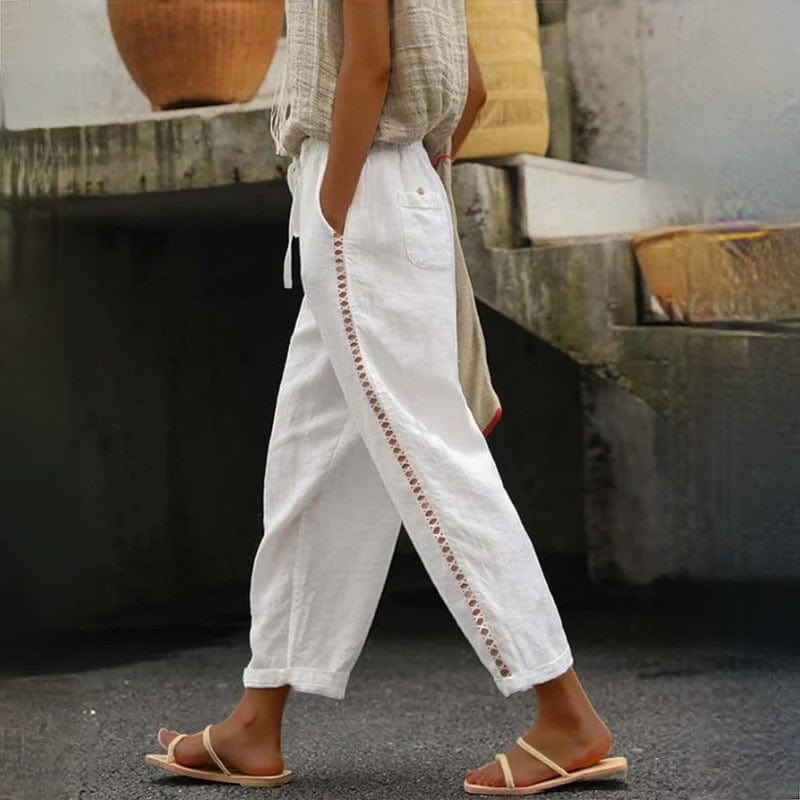 Levoire | Pantalons En Lin Confortables Pour Femmes Blanc