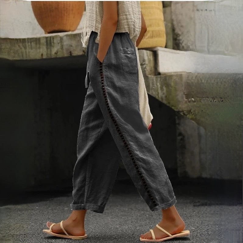Levoire | Pantalons En Lin Confortables Pour Femmes Noir
