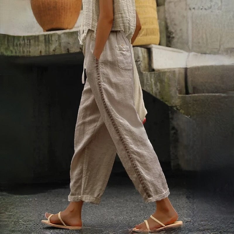 Levoire | Pantalons En Lin Confortables Pour Femmes Braun