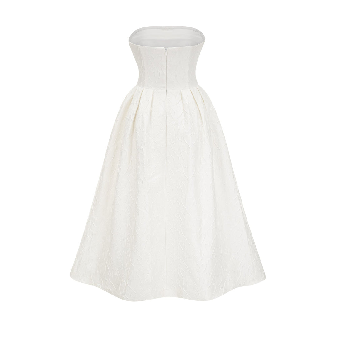 Levoire | Nœud De Ruban Blanc Robe Midi Brodée