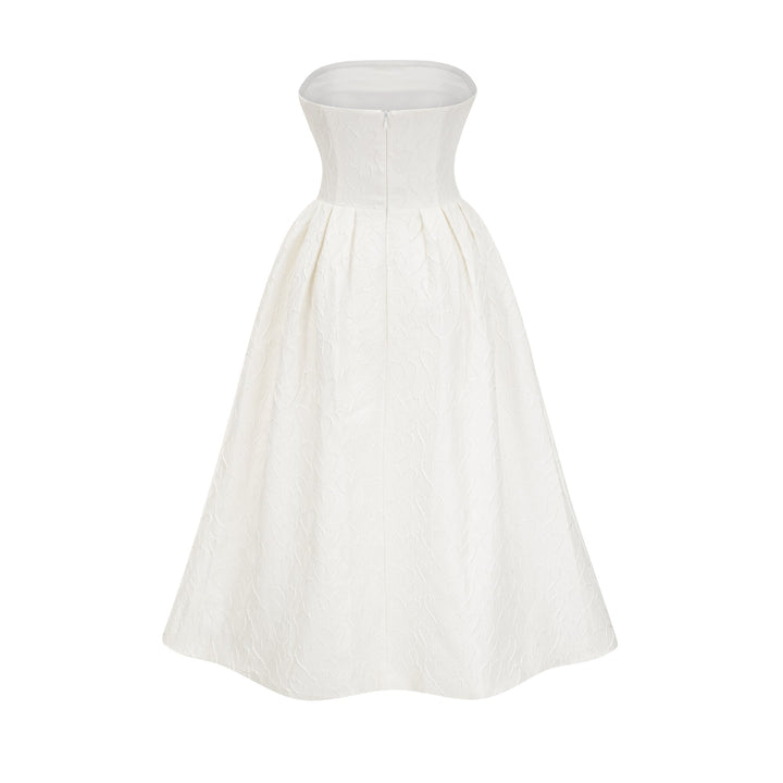 Levoire | Nœud De Ruban Blanc Robe Midi Brodée