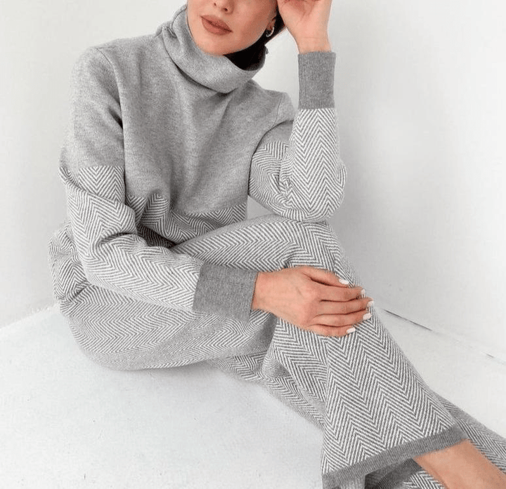 Levoire | Blouse À Col Montant À Manches Longues Avec Pantalon Large Ensemble À Deux Pièces