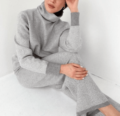 Levoire | Blouse À Col Montant À Manches Longues Avec Pantalon Large Ensemble À Deux Pièces