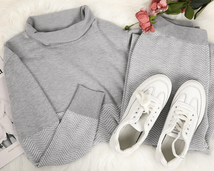Levoire | Blouse À Col Montant À Manches Longues Avec Pantalon Large Ensemble À Deux Pièces