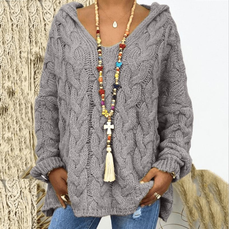 Levoire | Pull Femme Col Rond Élégant Confortable Gris foncé