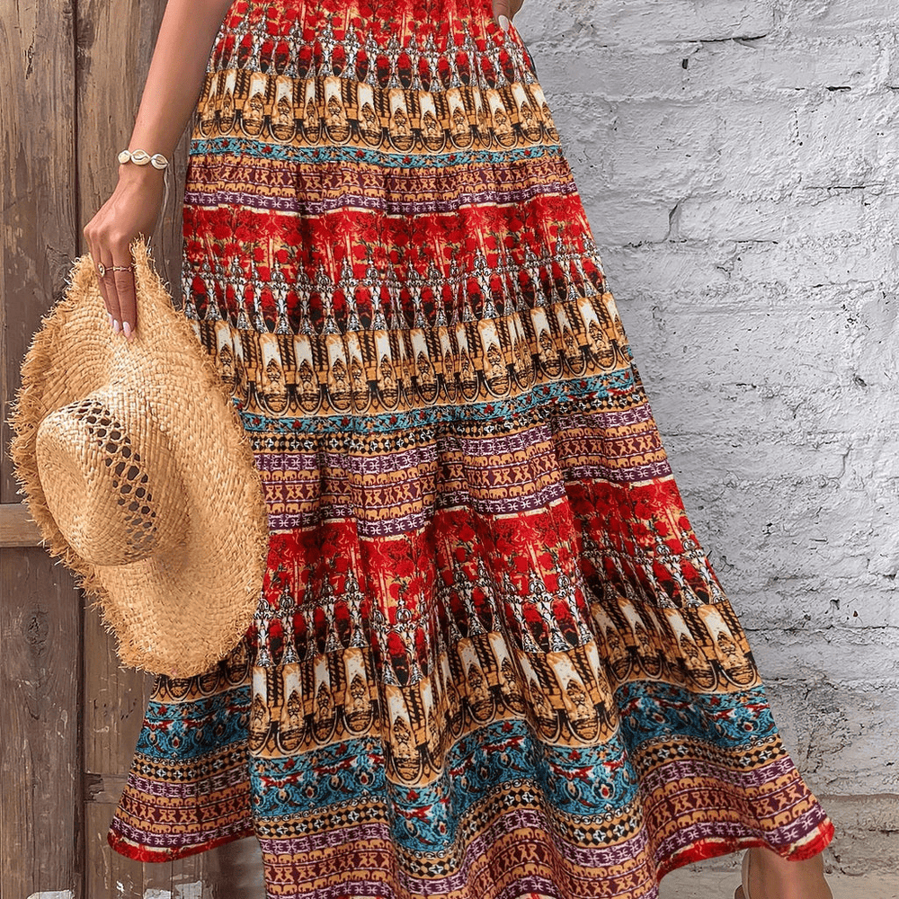 Levoire | Jupe Maxi Boho Taille Haute Rot