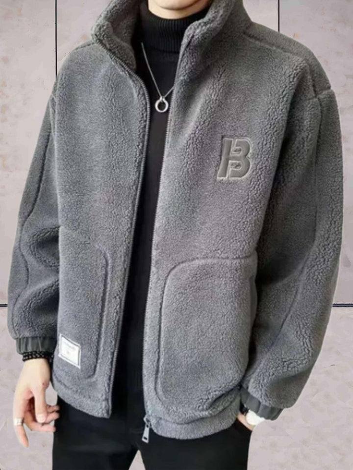 Levoire | Veste En Fleece Chaude Et Épaissie Avec Col Haut Et Zip Complet Gris