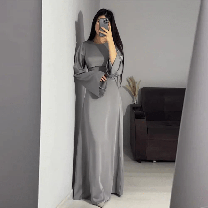 Levoire | Robe longue en satin pour femmes Design élégant et confortable Gris
