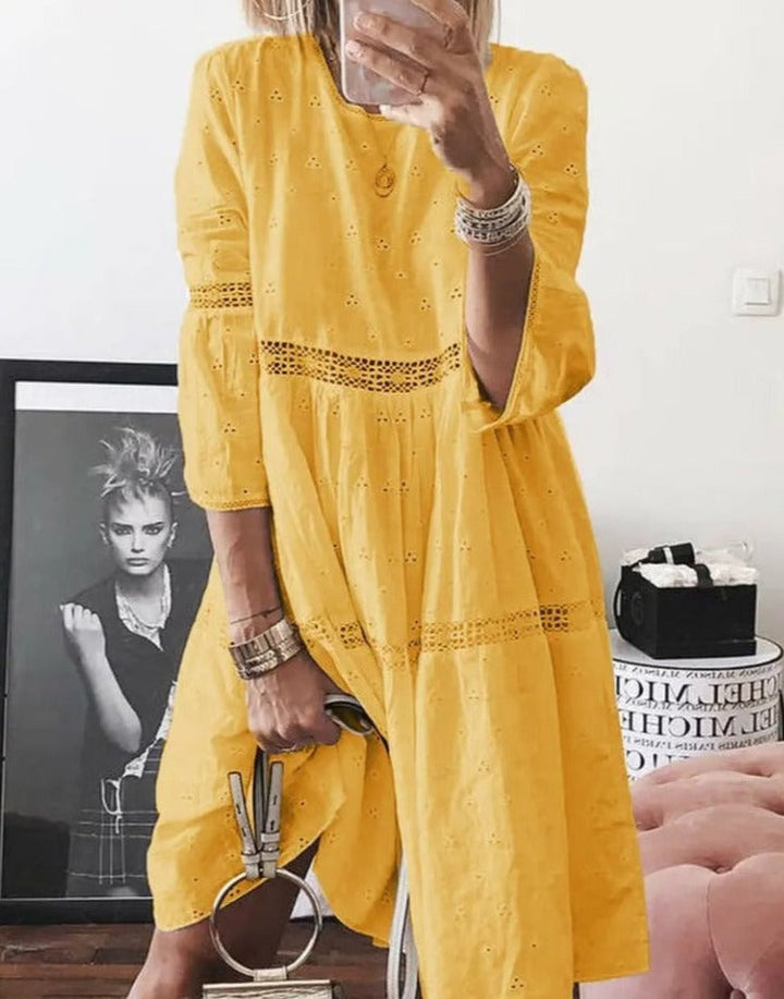 Levoire | Femme Robe brodée élégante Jaune