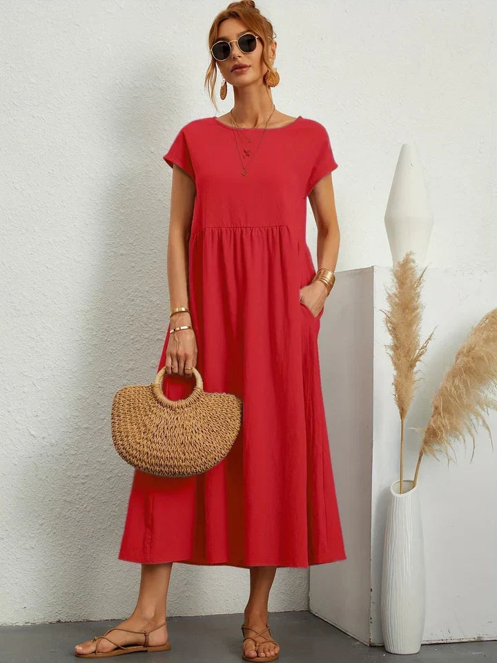 Levoire | Robe D'Été Vintage À Manches Courtes Rot