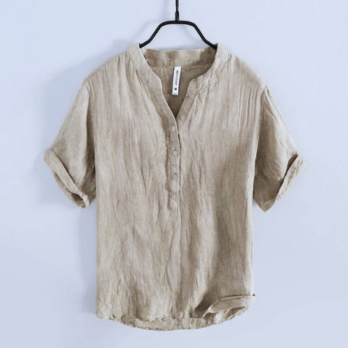 Levoire | Chemise homme chemise en lin japonais homme à manches courtes Khaki