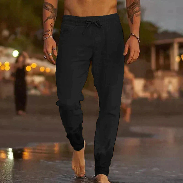 Levoire | Pantalon En Lin Pour Hommes Noir