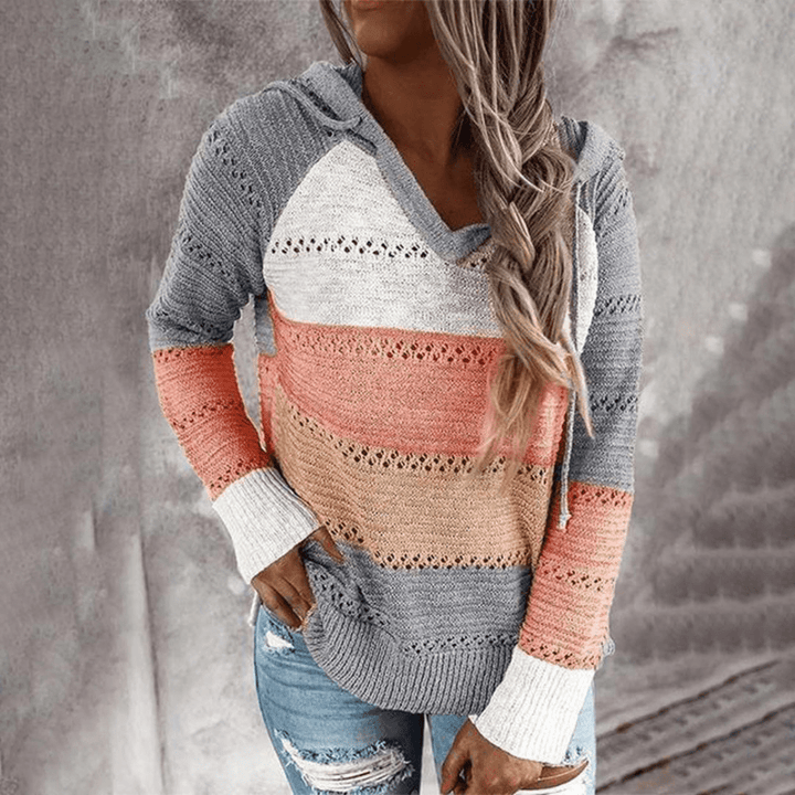 Levoire | Pull en tricot à la mode avec décolleté en V pour femmes, pull, gilet Gris