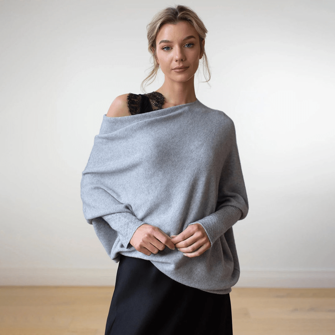 Levoire | Pull polyvalent avec épaules dénudées dames pull gilet Gris clair Taille unique