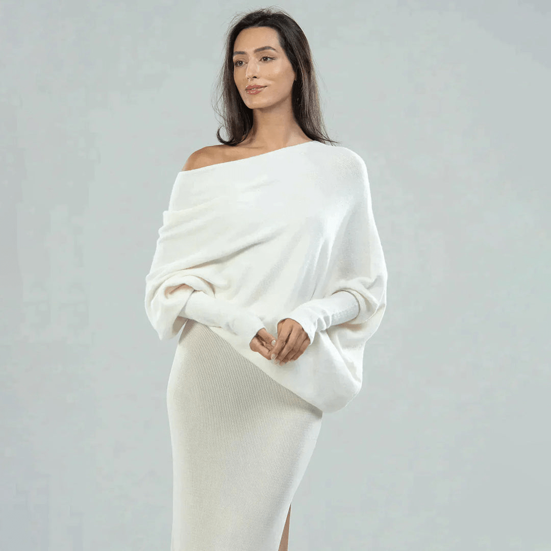 Levoire | Pull polyvalent avec épaules dénudées dames pull gilet Ivoire Taille unique