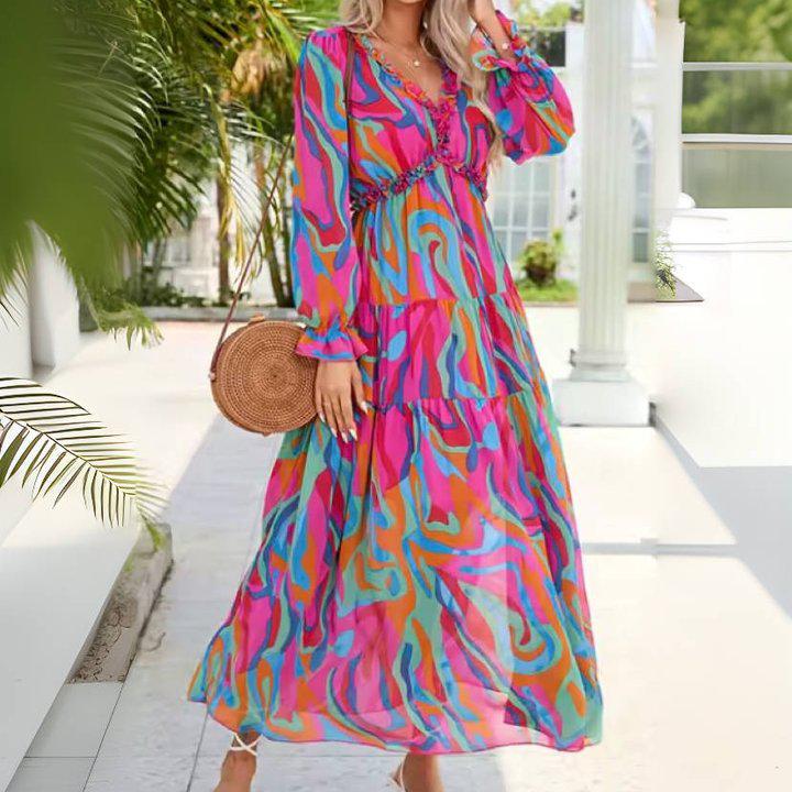 Levoire | robe maxi à manches longues Multicolore