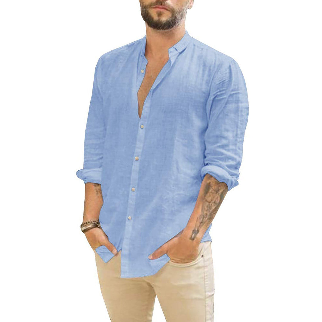 Levoire | Chemise En Lin 100% Pour Homme Pour Une Journée D'Été Décontractée bleu clair